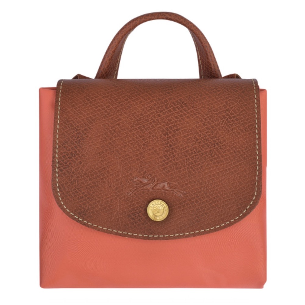Longchamp Le Pliage Pink Foldable Backpack NWT Leather Blush - Picture 4 of 4